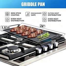 Carbon Steel Flat Griddle Professional Heavy Duty Cookware Fully Induction Compatible for Indoor Outdoor Cooking 19.6"L x 10.5"W solid carbon steel griddle, high temperature resistant up to 1200°F