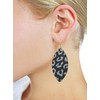 Women's Faux Leather Textured Pattern Elongated Oval Dangle Pierced Earrings,