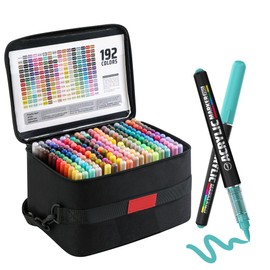 PHOSYNDYE 192 Color Acrylic Paint Markers, Soft Brush Tips Pens,for Art Creation,Glass,Ceramics,Plastics, Wood,Stone,Fabric,Paper,Etc,Painting,Writing, Marking, DIY