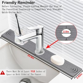 Faucet Mat for Kitchen Sink Diatomite Fast Drying Stone Sink Tray Absorbent Mat Faucet Splash Guard for Kitchen Sink and Bathroom Counter