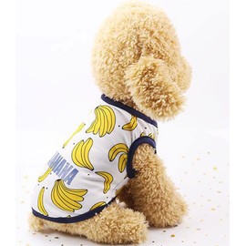 Fukufuku Dog T-Shirt, Breathable Mesh, Cute, Sports, Walks, Outings, For Small to Medium-Sized Dogs, For Cats, Sun & Shedding Protection, Spring, Summer, Size: S, Design: Banana T-shirt