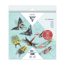 Clairefontaine - Ref 95366C - Origami Paper Kit (Pack of 60 Sheets) - 3 Assorted Sizes, 70gsm Paper, Printed Design on Front & Plain Backs - Insects to Make
