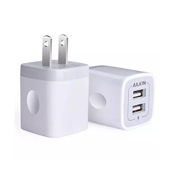 Ailkin USB Wall Charger, Charger Adapter, AILKIN 2-Pack 2.1Amp Dual
