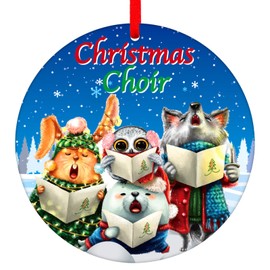 D24TIME Farmhouse Christmas Choir Hanging Ornaments for Tree Decorations Merry Christmas Farm Animal Ornaments Holiday Decor Farmhouse Musical for Women Kids Cartoon Bunny Bear Rabbit
