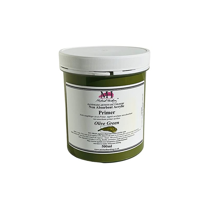 Michael Harding, Non-Absorbent Acrylic Primer, Olive Green, 500ml, NAAPOG5