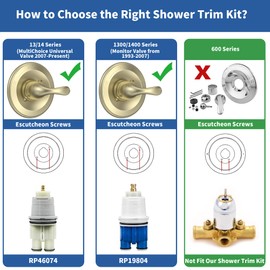 Replacement for D Faucet 13 Series Single-Function Shower Valve Trim Kit, Shower Handle, Champagne Bronze Shower Trim Kit with 6 inch Shower Head (Cartridge and Valve Not Included)