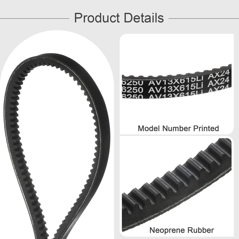 sourcing map AX24 EPDM V-Belt, Raw Edge Cogged Industrial Rubber