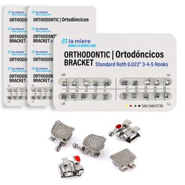 LA MIERE 200PCS Orthodontic Metal Brackets Standard Roth 0.022 Slot Bondable, 3-4-5 with Hook 20pcs/Pack, 10PK