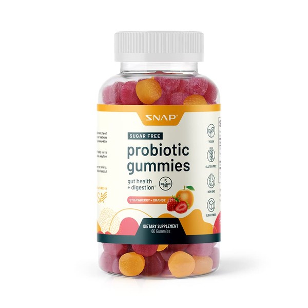 Sugar-Free Probiotic Supplement Gummies - Gut Health, Digestion, Immune Support 5 Billion CFU - Vegan Probiotics for Women, Men & Kids, Chewable Probiotic Gummy (60 Gummies)