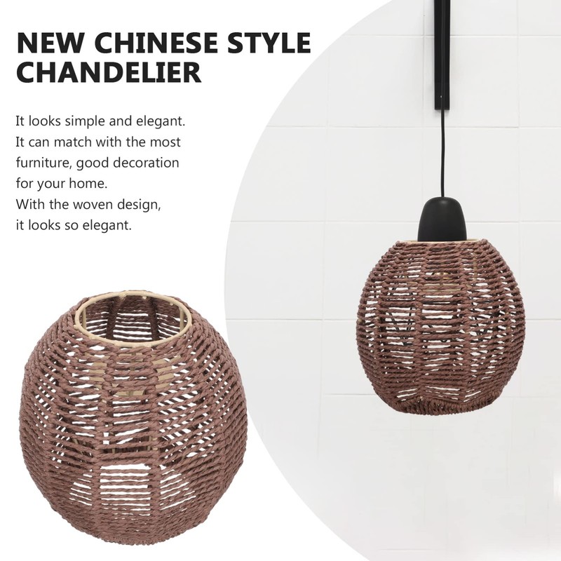 GANAZONO Wicker Rope Boho Basket Woven Rope Design Ceiling Pendant