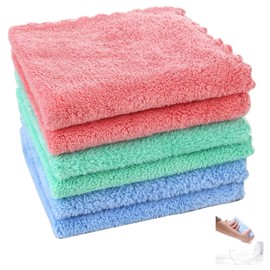 6 PCS Flannel Face Cloth Microfibre Face Cloth Reusable Facial Clean Cloth Makeup Remover Cloth Cotton Face Cloths Wash Cloth Face Face Cloths for Washing Face Face Towels