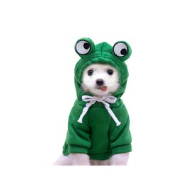 Frieyss Cute Green Dog Hoodie Clothes Costume Dog Fleece Sweater for Dogs Puppy Coat Dog Warm Clothe (Green, Large)