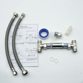 304 Stainless Steel Hot Water Recirculating Pump Kit - Universal Sensor Valve Compatible with 596816,367010,595926, Includes 2x12" Braided Lines,2x1/2" FTP adapters (5-Year Warranty)
