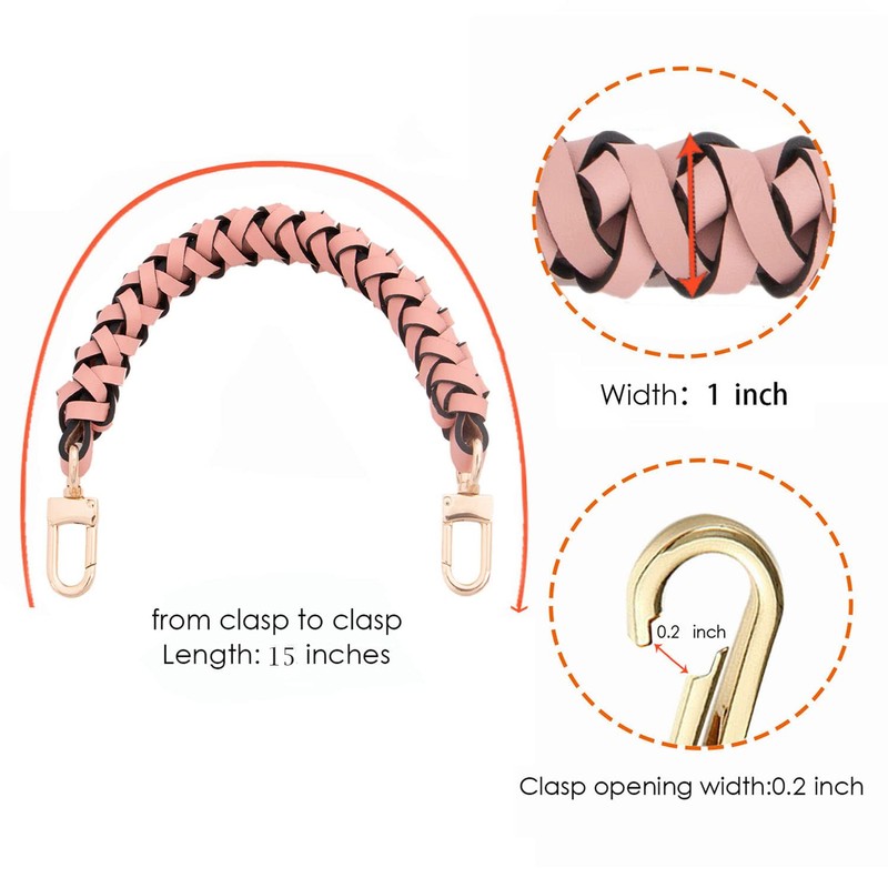 Senral Handbag Short Strap Replacement Top Braided Genuine Leather Handle