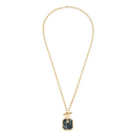 Jewels by Leonardo Lira Necklace Stainless Steel 1 Piece Gold-Coloured Link Chain with Toggle Clasp and Marble Pendant Anthracite, Women's Jewellery, 022172, Stainless Steel, No Gemstone