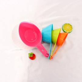 KIRALOVE Set of 9 Kitchen Measuring Cups - Plastic - Measuring Cups - Mixed Sizes - Dry - Grams - For Liquids or Powder - Mixed Colours - Random - Measurement