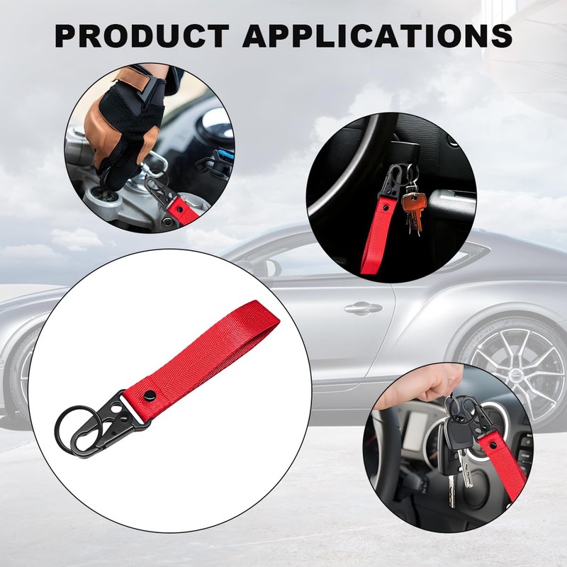 Wevdn Car Key Chain, Fabric Metal Practical Multifunctional Motorcycle Keychain,