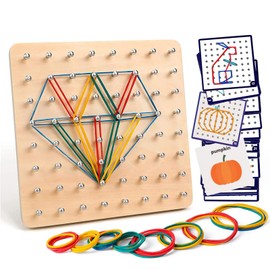 Geoboard Montessori Toy, 8x8 Pin Geometry Shape Puzzle Board, Graphical Math Educational Toy for Kids Inspire Kid's Imagination (Ordinary)