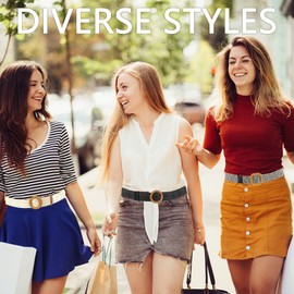 Brave Tour - Cinturón tela para mujer, cinturones elásticos bohemios versátiles, cinturón elástico de cintura ancha, vestidos de línea A, pantalones, sobre chaquetas, paquetes de 4, 4 colores, 40.55