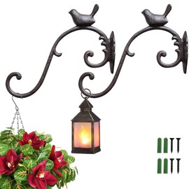 WOOYAN 2packs Wall Metal Plant Hangers - 10" Deep Hanging Plant Hook Brackets Cast Iron Plant Hanger Decoration for Flower Basket Bird Feeder Wind Chimes Planters