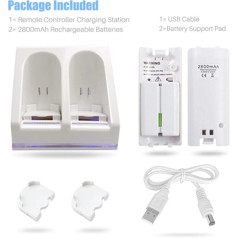 Unbranded New Rechargeable Battery Packs with Charger for Wii &