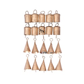 Set of 20 Christmas Bells for Decoration Vintage, Small Jingle, Witch, and Cow Bells Vintage Indian Tin Bells Rustic Chime Vintage Jingle Bell Cow Bells Christmas Tree Crafts