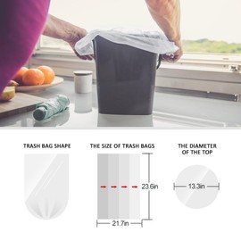 Teivio 6 Gallon 80 Counts Medium Garbage Bags Trash Bags, Bathroom Trash Can Bin Liners, Plastic Bags for home office kitchen,Garden Outdoors waste,Clear