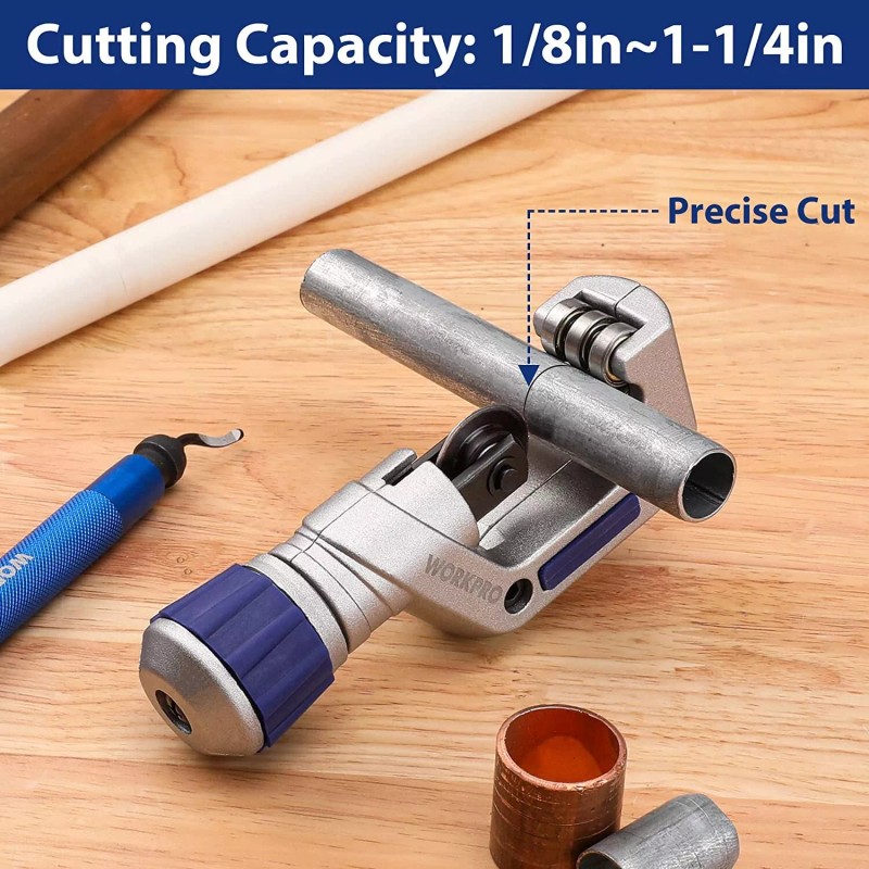 WORKPRO 3-PIECES Tubing Cutter Set Pipe Cutter with 1-1/4" Cutting