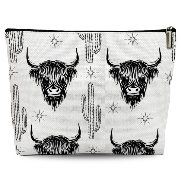 Lyiibb Western Cow Makeup Bag, Cowgirl Gifts Cosmetic Bag, Western