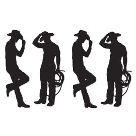 Beistle , 4 Piece Cowboy Silhouettes, 35'' & 37'' (Black)