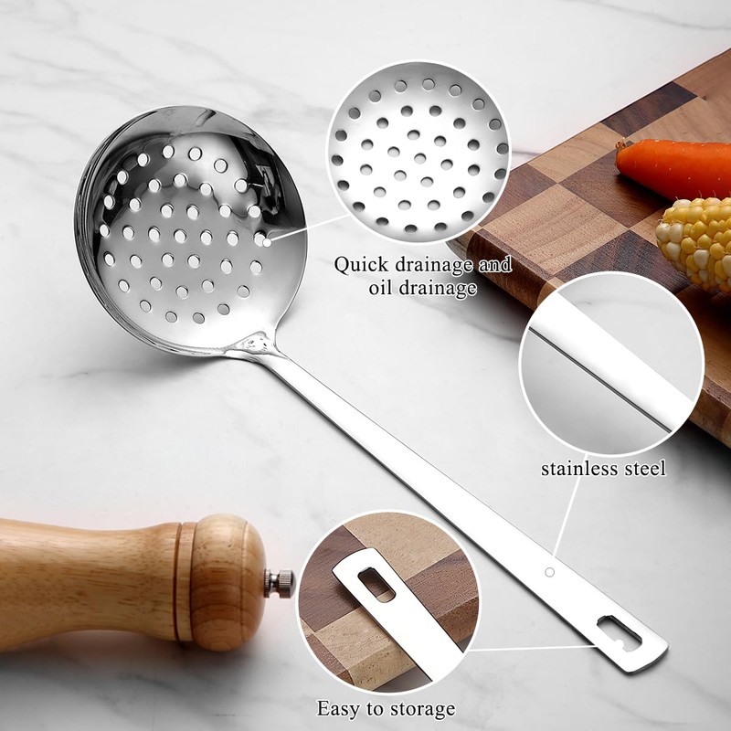 Berglander Kitchen Skimmer Slotted Spoon - Stainless Steel Spider Strainer