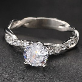 Classic Solitaire Style Engagement Ring - Stainless Steel, 2.0 Carat Simulated Diamond, Full Sizes 3-13 Available, Non-Precious Metal, Cubic Zirconia