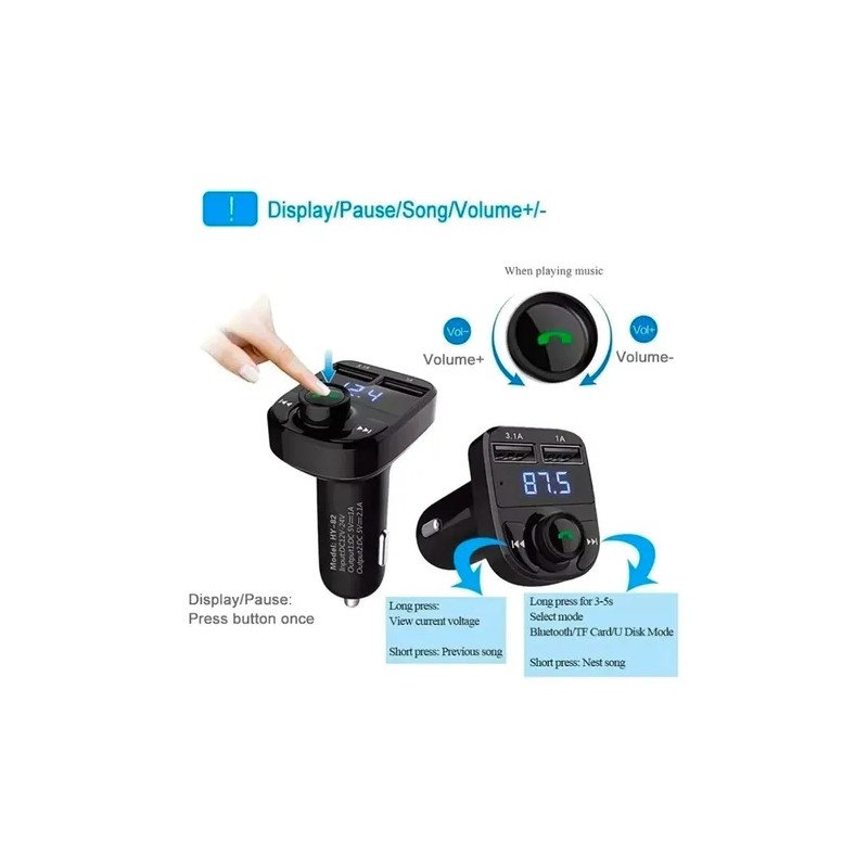 Transmisor FM Bluetooth Yixoo para Auto con Manos Libres y