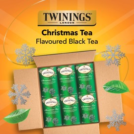Twinings Christmas Black Tea, 20 Count Pack of 6, Individually Wrapped Bags, Caffeinated, Aromatic Cinnamon & Clove