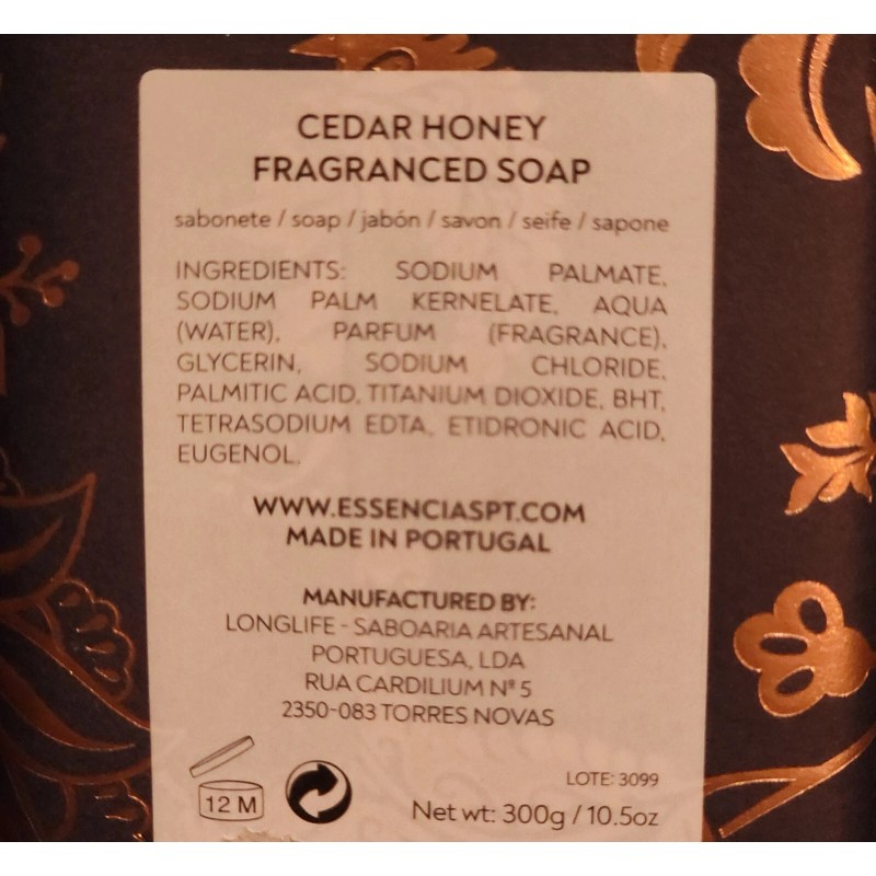 Essencias de Portugal - Cedar Honey Fragranced Soap 10.5 Oz