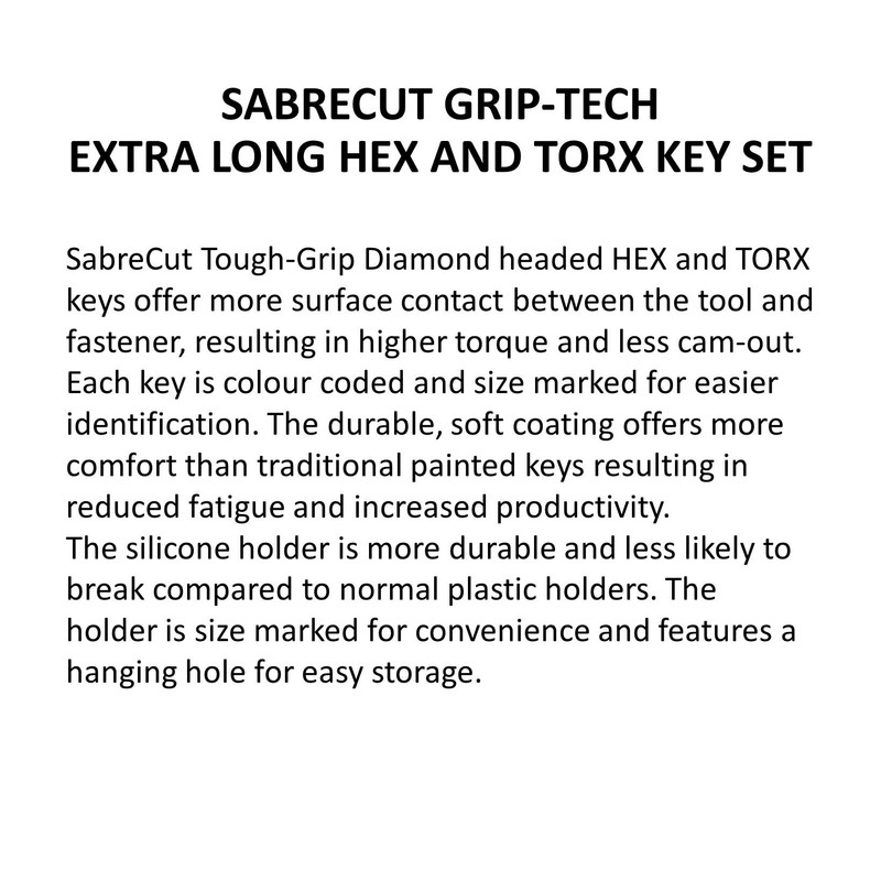 9 Piece SabreCut SCTX009S Soft Grip Extra Long Torx Key
