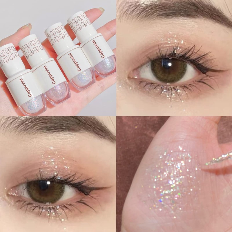 CAPPUVINI Liquid Glitter Shadow Like Stars, Glitter, Solid Color, Stick