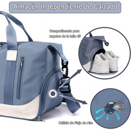 Maleta Deportiva de Deporte Gym, Bolsa de Viaje con Compartimento para Zapatos y Bosillo Impermeable, Bolso Gimnasio para Mujer, Maletas de Mano para Avión Carry On Fitness Natación Escuela