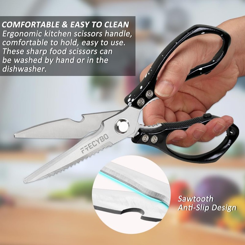 Heavy Duty Food Shears, Multi-Purpose Kitchen Scissors with Sharp Blades,