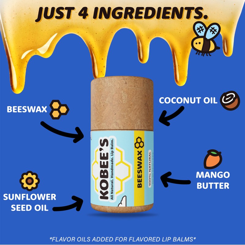 3 pack - Kobeesco Lip Balm, Lip Moisturizer, Lip Cure,