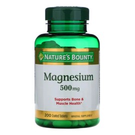 Nature's Bounty Magnesio Magnesium Oxido 500mg Huesos y Musculo 200 Tabletas Apoyo A La Salud Ósea Y El Mantenimiento De La Mineralización Ósea