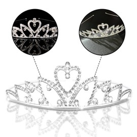 Children's Dress, Tiara, Headband, Children's Costume, Heart & Cross with Sparkling Diamonds, Tiara, Hair Ornament