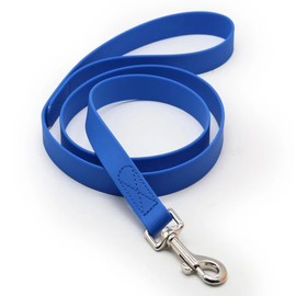 ALPHA DOG SERIES Waterproof, TPU Coated Glossy Material, with Neoprene Handle, Heavy Duty, Tear Resistant, Bite Proof, Durable Pet Lead Leash Collar for Training, Beach, Yard, Play, Camping (Blue)