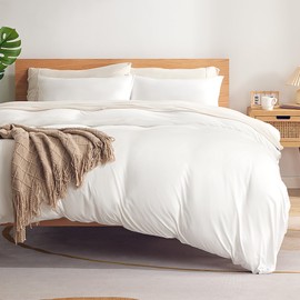 Sonive Jersey Knit Duvet Cover Set - 3 Pieces Ultra Soft, Breathable and Wrinkle-Free Comforter Cover with Zipper Closure and 8 Corner Ties, 1 Duvet Cover with 2 Pillow Shams(White, King)