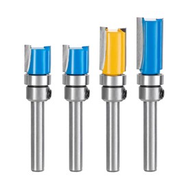 HPMAISON 4PCS 1/4 Inch Shank Flush Trim Pattern Template Router Bit Set Wood Top Bearing Milling Cutting Tool 13 13 20 25mm