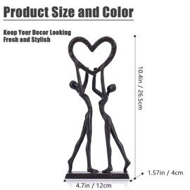 XMGZQ 6th Iron, Wedding for Couple,Handcrafted Iron Sculpture of One Hearts,Iron Wedding for Her or Wife,Couple Sculpture Home Decor,Iron Heart Statue