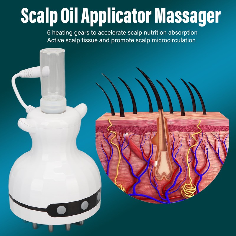 Electric Scalp Massager Infrared Light 6 Heating Gears Handheld Vibration