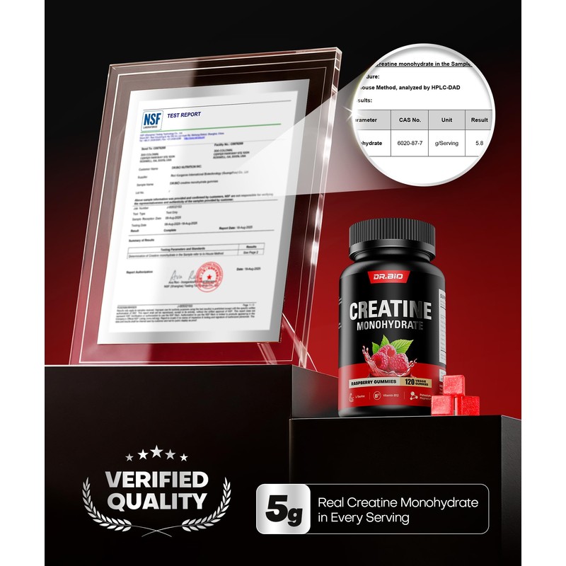 Instant Boost Creatine Monohydrate Gummies, Complex Formula with Real 5000mg