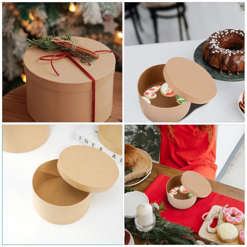 HOLIDYOYO Circular Packaging Box, Round Paper Mache Box, Round Nesting