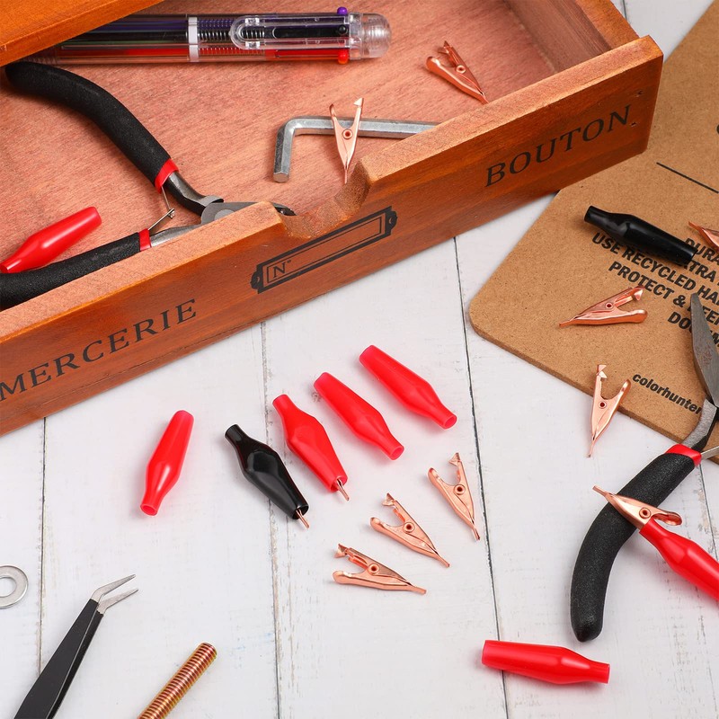 Moxweyeni 20 Pack Micro Toothless Alligator Test Clips, Small Solid